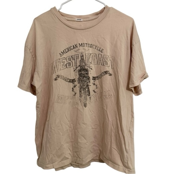 Garage West Coast Motorcycle Graphic Tee Beige Medium of Large - Picture 1 of 4